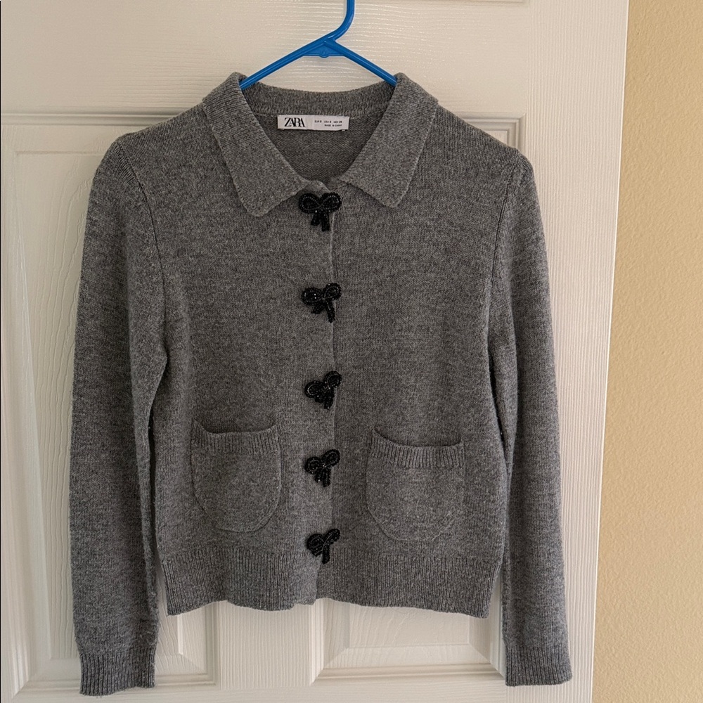 Zara Charcoal Knit Sweater with Black Accents